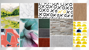 Fabrics, Colors, and Art Images for Interior Design Package
